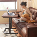 Adjustable height mobile desk with universal wheels, bedside table, reinforced legs, home desk for bedroom, living room, sofa, study table