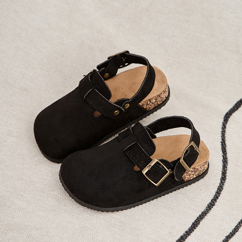 new children's birkenstock-style sandals with heel strap, european and american style, lightweight, non-slip, matching family slippers, export sizes 28-37