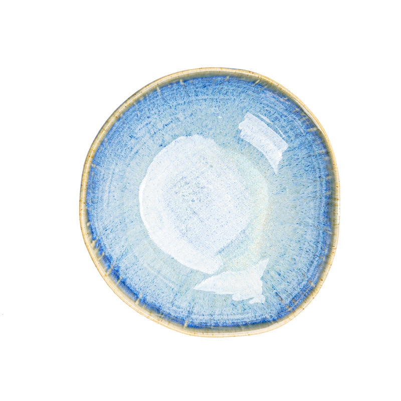 Japanese retro irregular textured stoneware ceramic bowl - vintage style unique ins hotel restaurant salad bowl dessert bowl