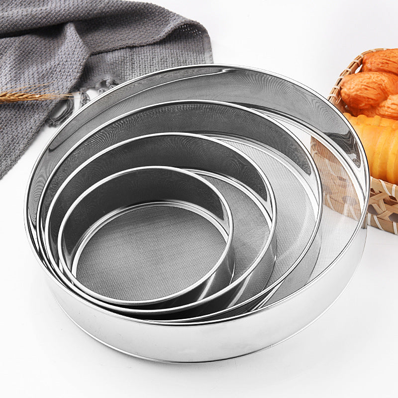 Stainless steel flour sifter grain sieve round sifter 40 mesh 60 mesh ultra-fine handheld baking tool strainer dessert