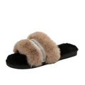 Fashion rhinestone indoor and outdoor casual fur slippers 2024 autumn and winter floor slippers bedroom home fur slippers
