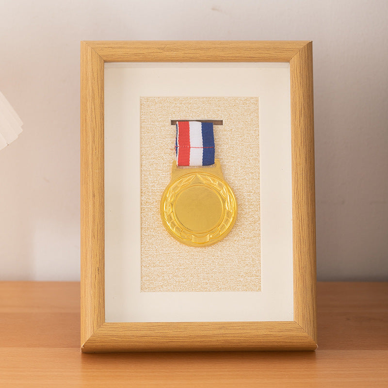 Wooden photo frame table medal storage display photo frame marathon gold medal hollow picture frame 10 inch keep medal