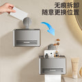 Bathroom suction cup tissue box wall mount - no drilling required - toilet paper holder for roll and sheet tissue - storage rack