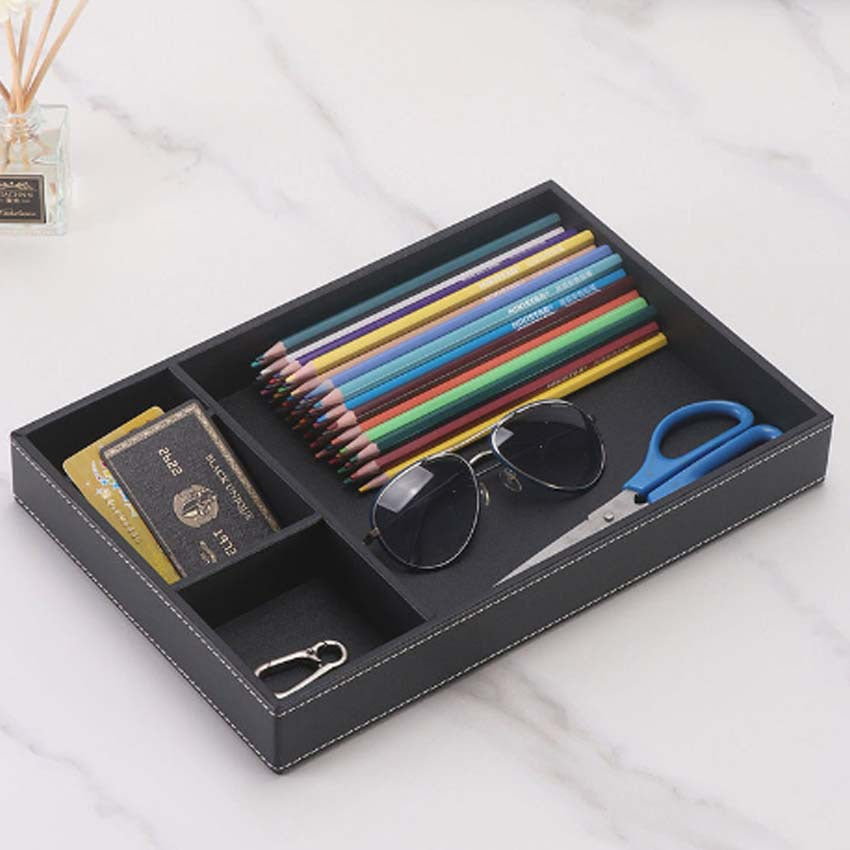 Four-grid tray, multi-functional countertop storage box, bedroom jewelry storage, entrance key mobile phone placement