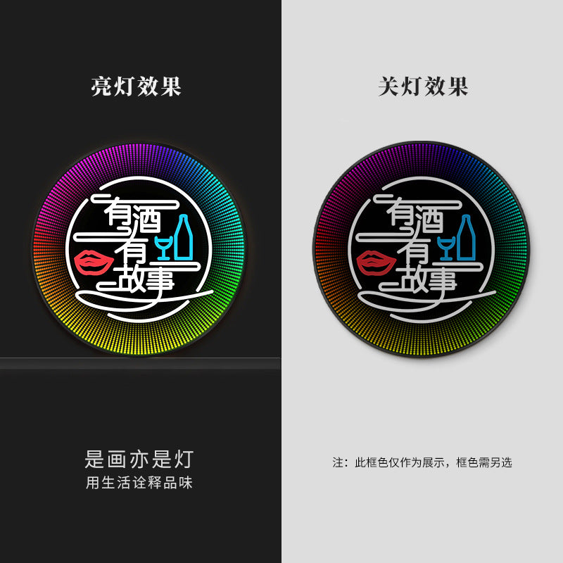 Luminous neon light text bar wall decoration painting KTV box led hanging painting singing and dancing restaurant clear bar nightclub painting