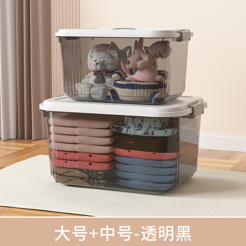 Household acrylic transparent storage box with lid, clothes storage box, household quilt sundries finishing basket wholesale