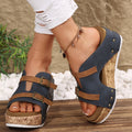 Exportplus sizethick sole wedge heel one-piece sandals  summernew arrival buckle strap light foam bottom beach open toe women's shoes