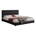Source factory cream style leather bed small apartment master bedroom double bed with thin bedside black storage leather bed