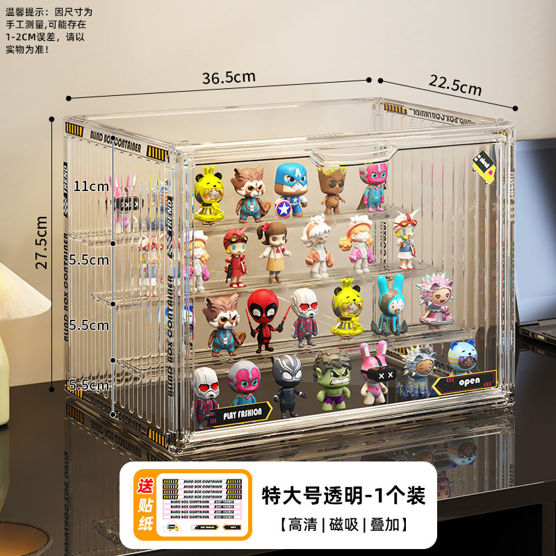 Blind box storage display stand transparent dust-proof figure storage box doll labubu POP MART model display cabinet