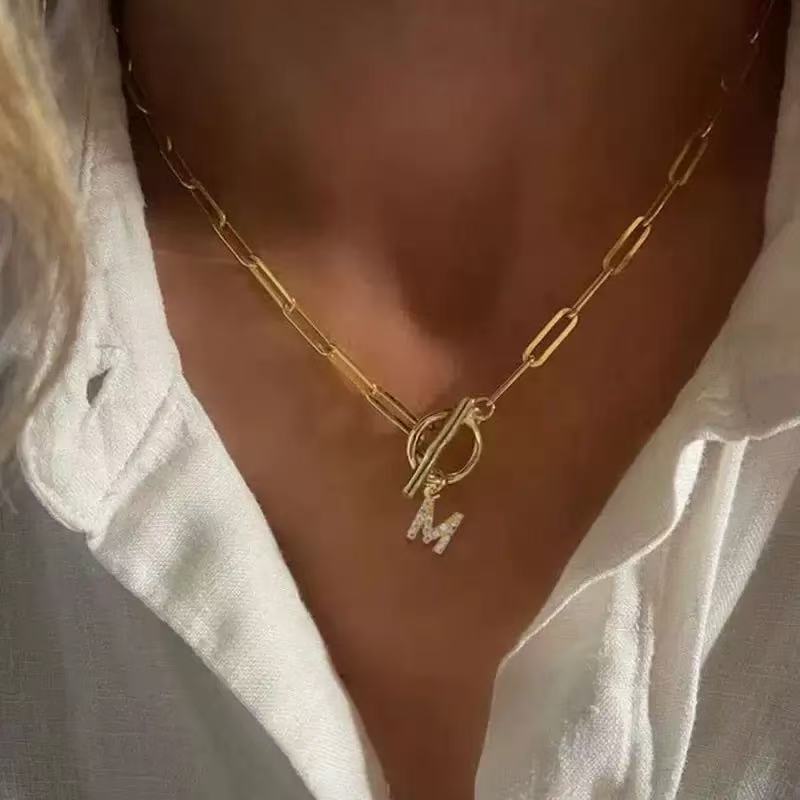 European and american cross-border new golden 26 mother necklace ins style fashionable hip hop clavicle chain retro literary and artistic elegant ladies