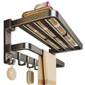 Gun gray towel rack space aluminum toilet towel rack bathroom double foldable bathroom storage rack punch-free wall hanging