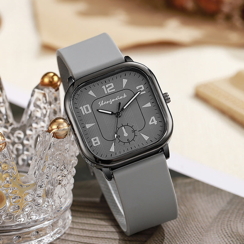 e-commerce square case personalized creative men's watch wholesale fashion retro silicone strap student quartz watch for men
