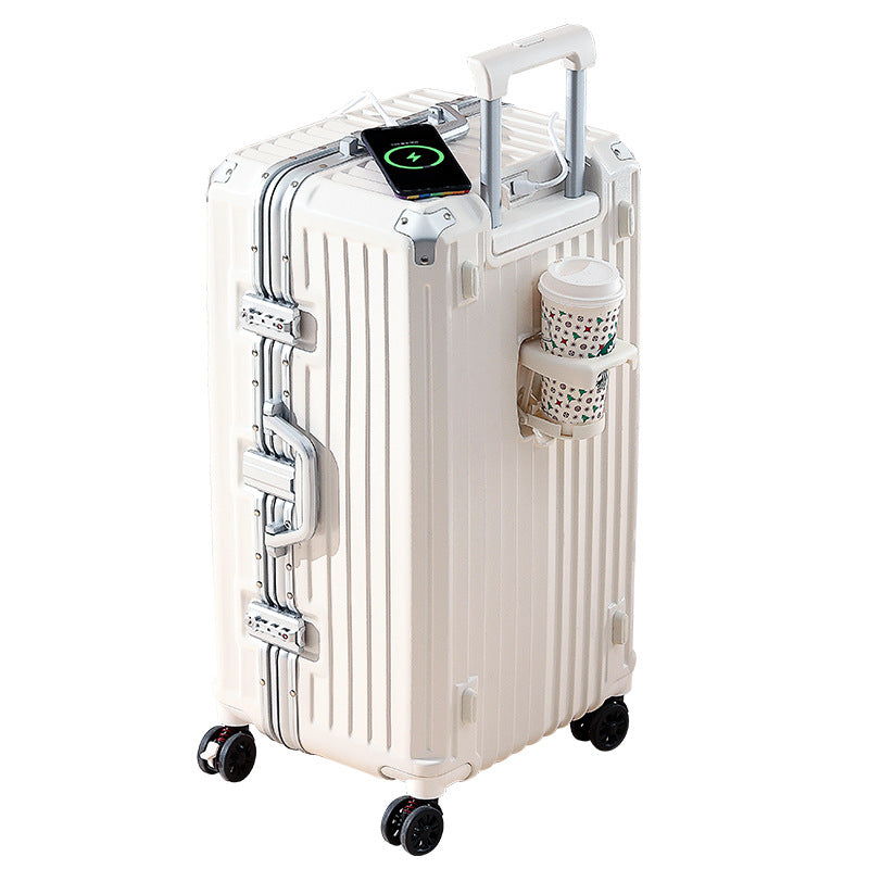 Large-capacity aluminum frame luggage trolley case 24-inch suitcase bag universal wheel leather case password case high-value customization