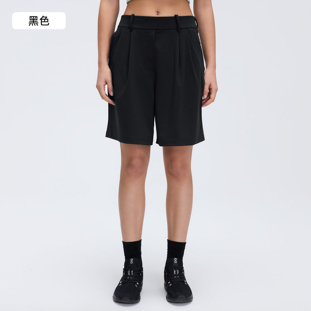 Summercasualstraight-legshorts women's pure colorhigh waistslimming lookhalf length pantsloose wide leg suit pantsd26025