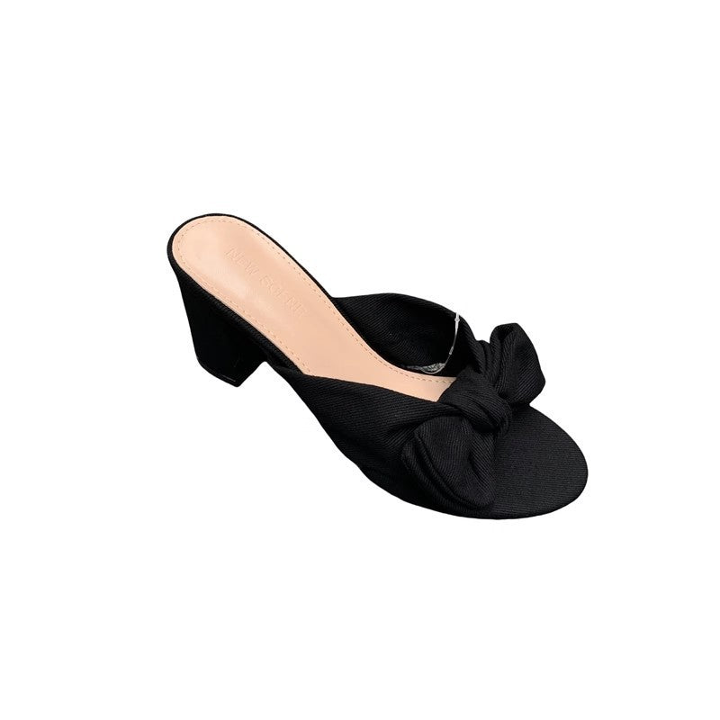 plus size slippers women's denim slippers women's square toe thick heel  summernew arrivalfashion one-line slippers cool