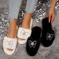 Plus size warm flip-flops new style butterfly fur slippers plush foreign trade popular cross-border large size texture xiaohongshu trendy