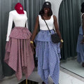 European and american cross-border women's fashion:  summer new arrival - high-waisted, asymmetrical tie-up casual a-line midi skirt