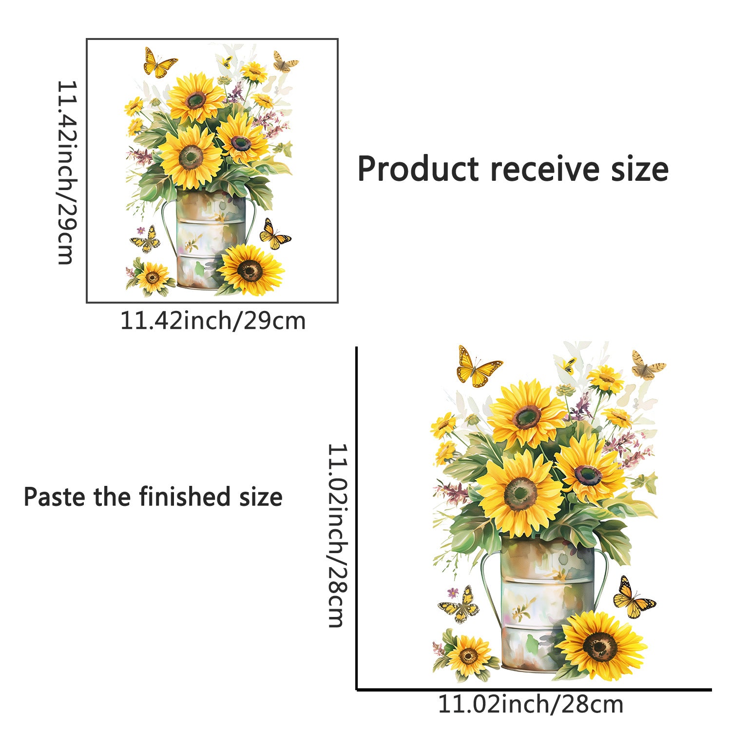 Cross-border  Iron Barrel Flower Pot Sunflower Butterfly Toilet Sticker Arrangement Toilet Bathroom Decoration Wall Sticker