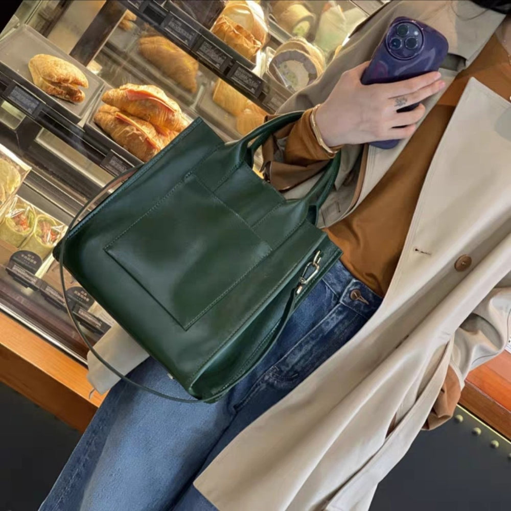 2025 new large capacity bag spring/summer fashionable elegant work commute genuine leather crossbody tote handbag - direct sales