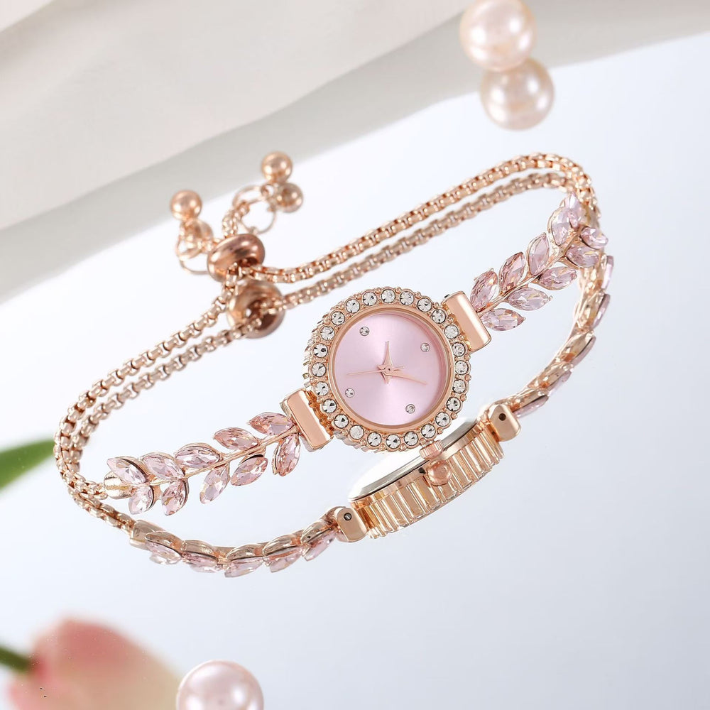 New women's quartz watch with rhinestone accents, small dial, delicate bracelet, adjustable band, fashion jewelry quartz watch - in stock
