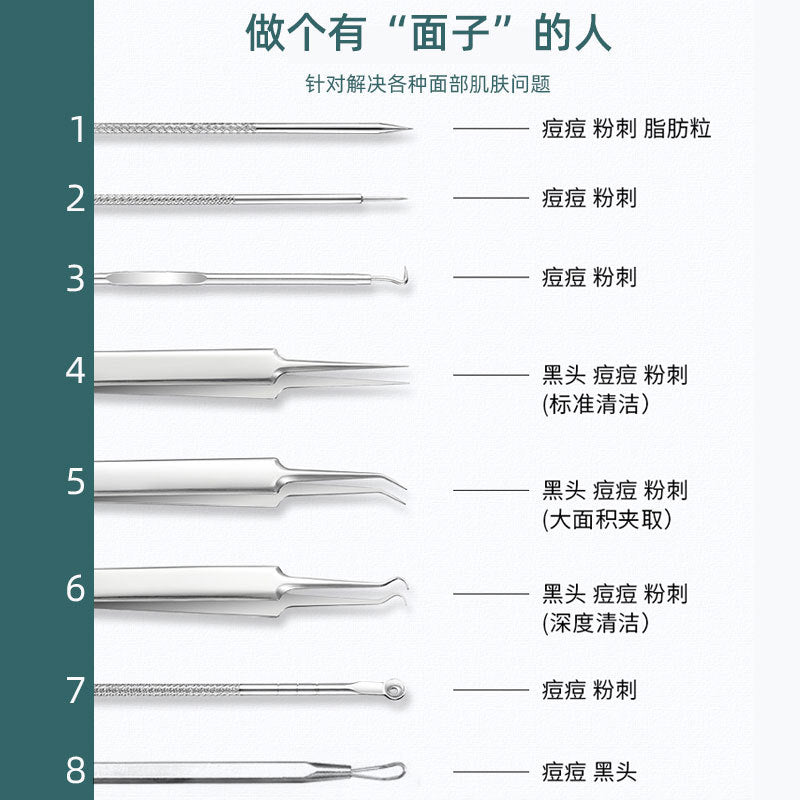 Ready-to-ship wholesale stainless steel blackhead remover kit, including blackhead extractor, comedone remover, and acne needle 4-piece set, beauty tools for tiktok