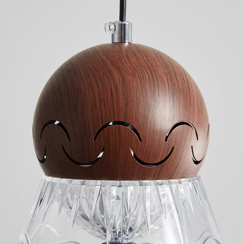 [Strict selection] Bedside small chandelier New Chinese-style medieval homestay bar chandelier wabi sandy wind walnut pattern lamp