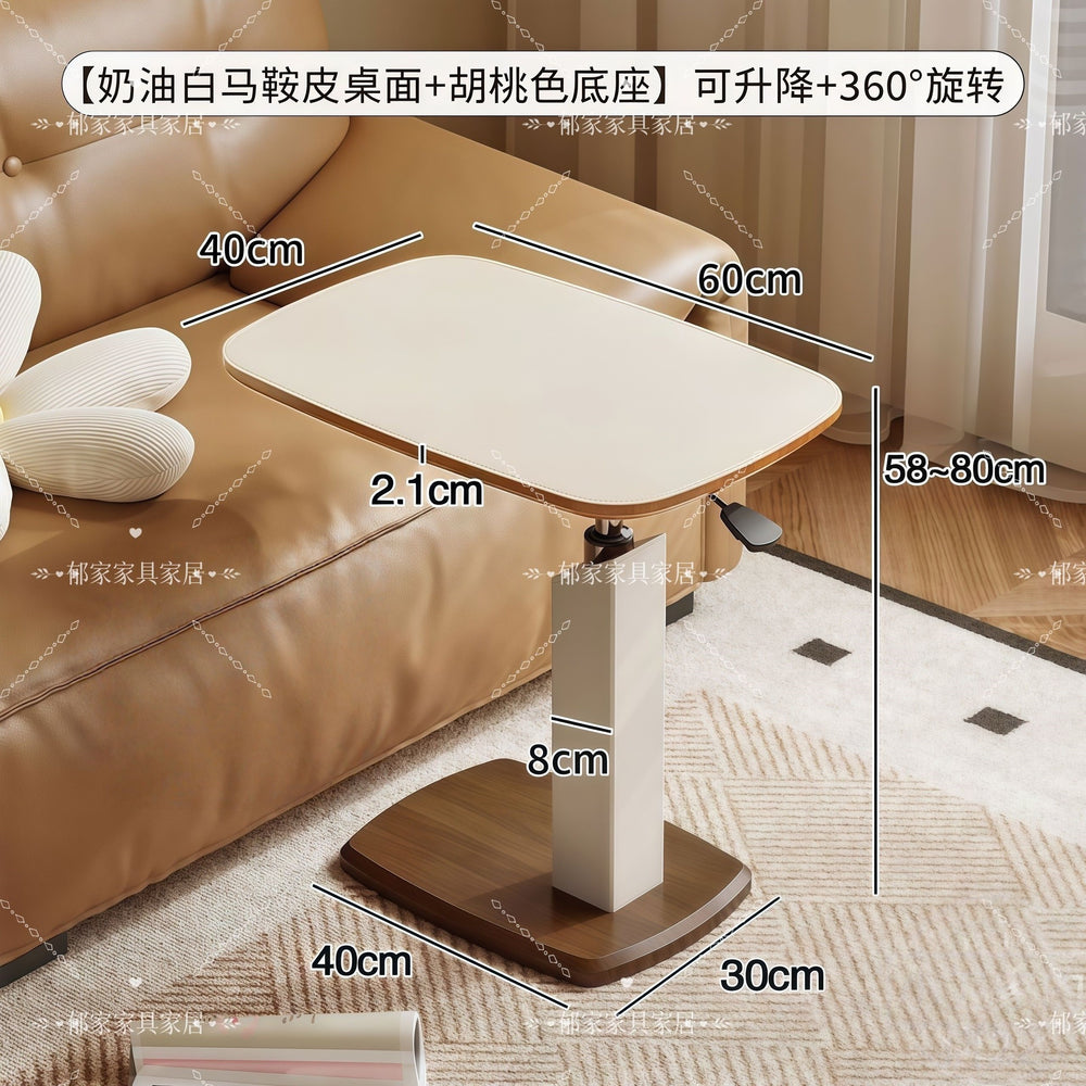Saddle leather adjustable side table for home bedside table medieval style living room coffee table small table movable bedside computer table
