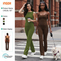 European and american eco-friendly fabric barely-there sports bra high-waisted butt-lifting yoga wide-leg pants casual fitness yoga outfit set