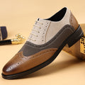 Plus size formal men's shoes brogue carved trendy men's business casual leather shoes breathable new british style color block