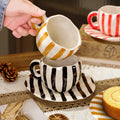 Hand-painted ceramic coffee cup and saucer set - unique gift mug - creative niche gift - high-value handcrafted cup