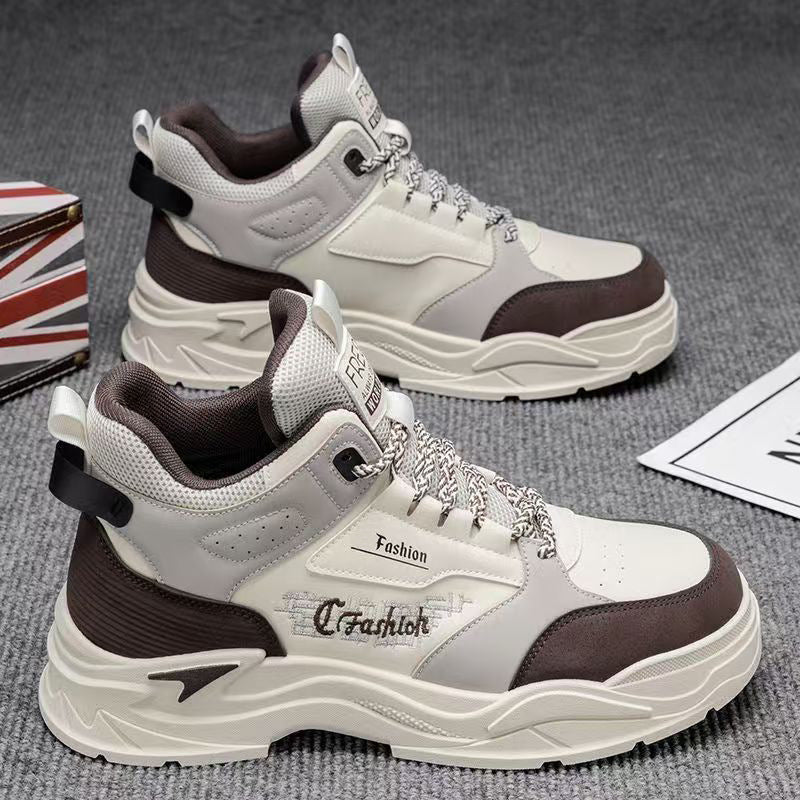 Spring men's high-top work shoes korean style trendy thick-soled martin boots athletic casual sneakers ankle boots fashionable shoes