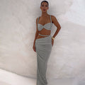 european and american women's clothing  spring/summer new collection: solid color sexy camisole & bodycon mini skirt set