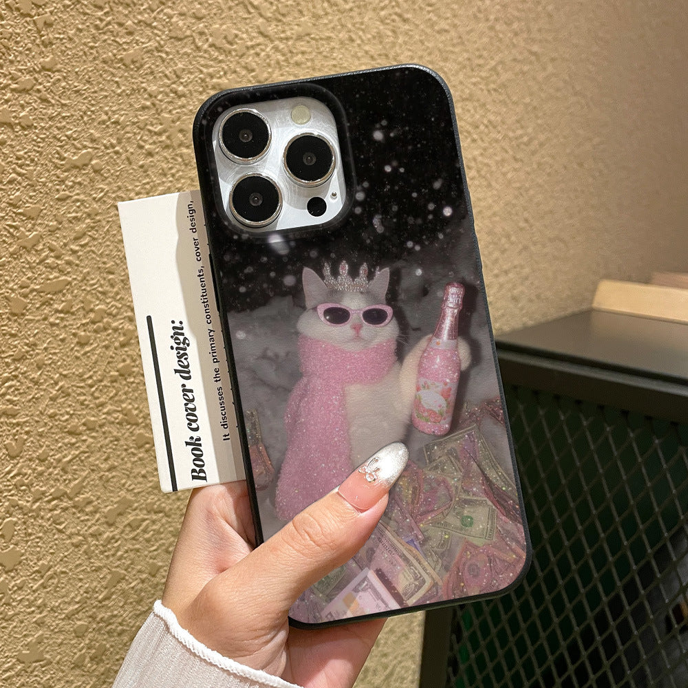 Suitable for iphone17pro mobile phone case, drunk cat, apple 16/13 all-inclusive anti-fall protective cover wholesale