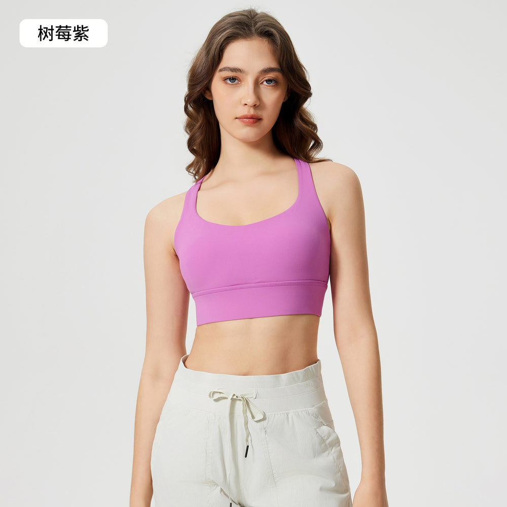 new arrival fitness sports intimates women's high-strength cross back bubble wrap push-up sports bra s2010