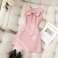 european and american cross-border summer chic sleeveless knitted mini dress with cinched waist and slim fit