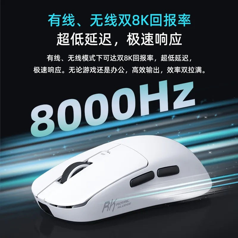 Rk k3 gaming mouse - wireless bluetooth tri-mode wired lightweight paw3950 flagship sensor with dual 8k polling rate