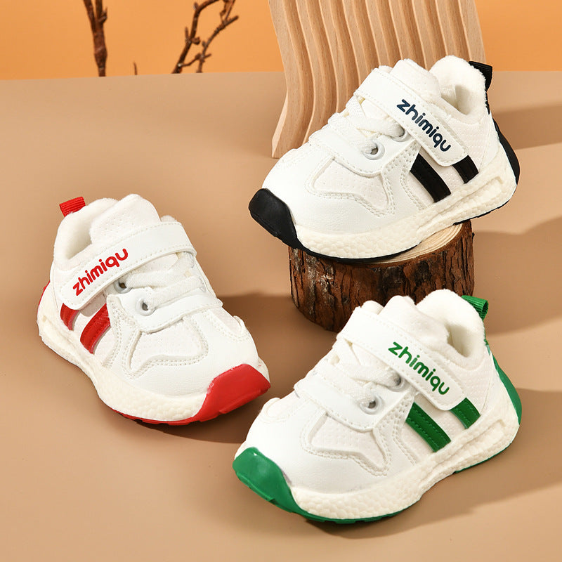 Toddler shoes for baby boys 0-1-3 years old, autumn/winter infant and toddler shoes for baby girls, soft sole non-slip, fleece-lined, extra thick cotton shoes