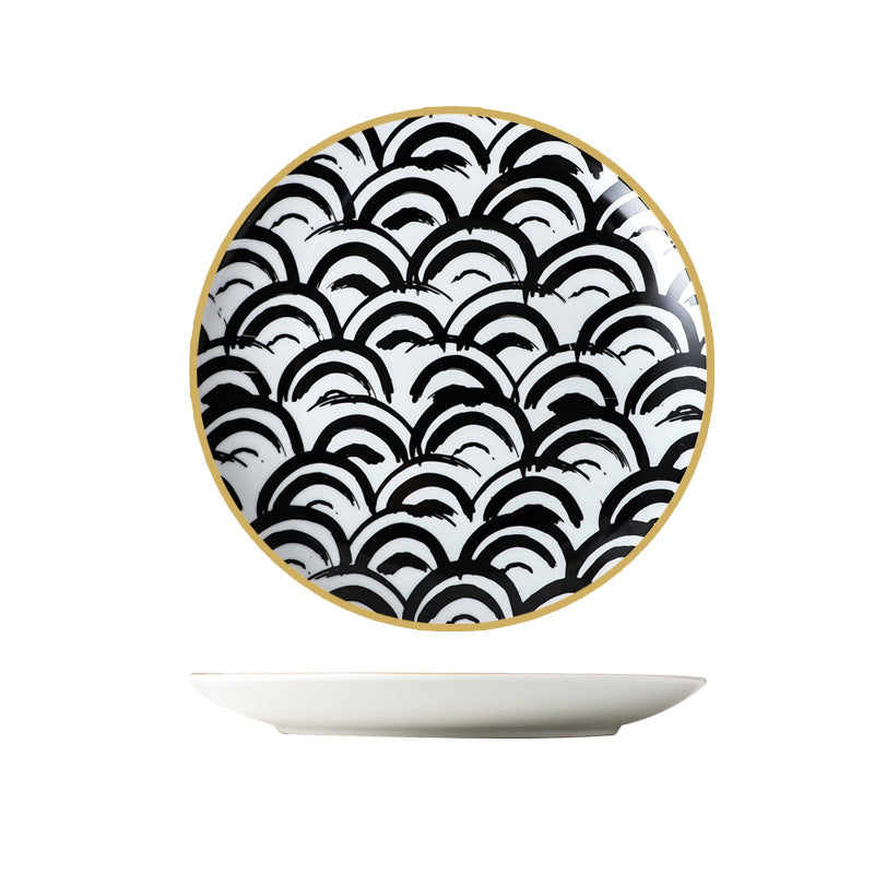 Nordic ceramic dinnerware - minimalist creative western dinner plate, pasta plate, striped western dessert plate, personalized dinner plate - wholesale