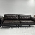 American genuine leather sofa, mid-century modern style, small apartment living room, new high-end solid wood french vintage kenney sofa for home use