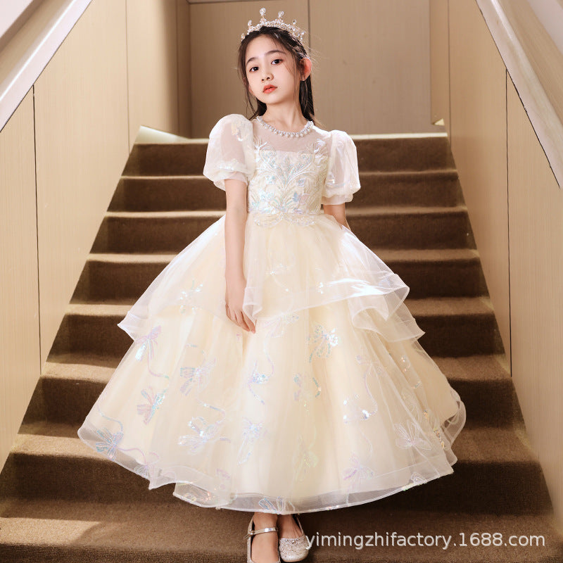 ready-to-ship girls' dresses,  new elegant wedding flower girl princess dresses, children's princess dresses for piano recitals