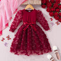 Girls' dress for toddlers and young children, 3d butterfly mesh dress
