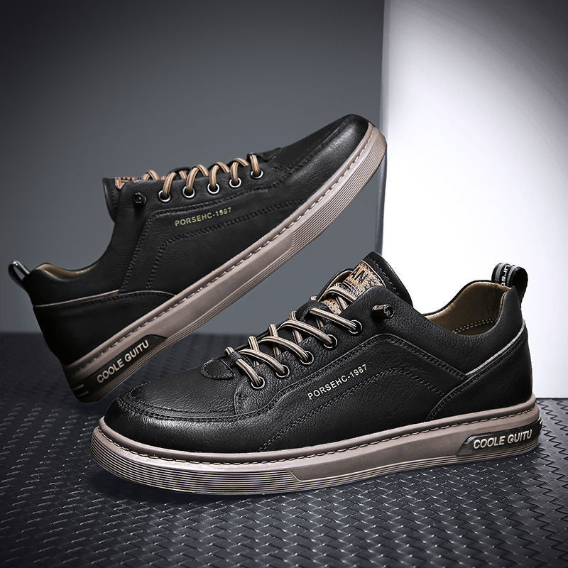 Men's casual leather shoes - spring/autumn 2025 new collection - men's white flat shoes - versatile winter sports white shoes for teens