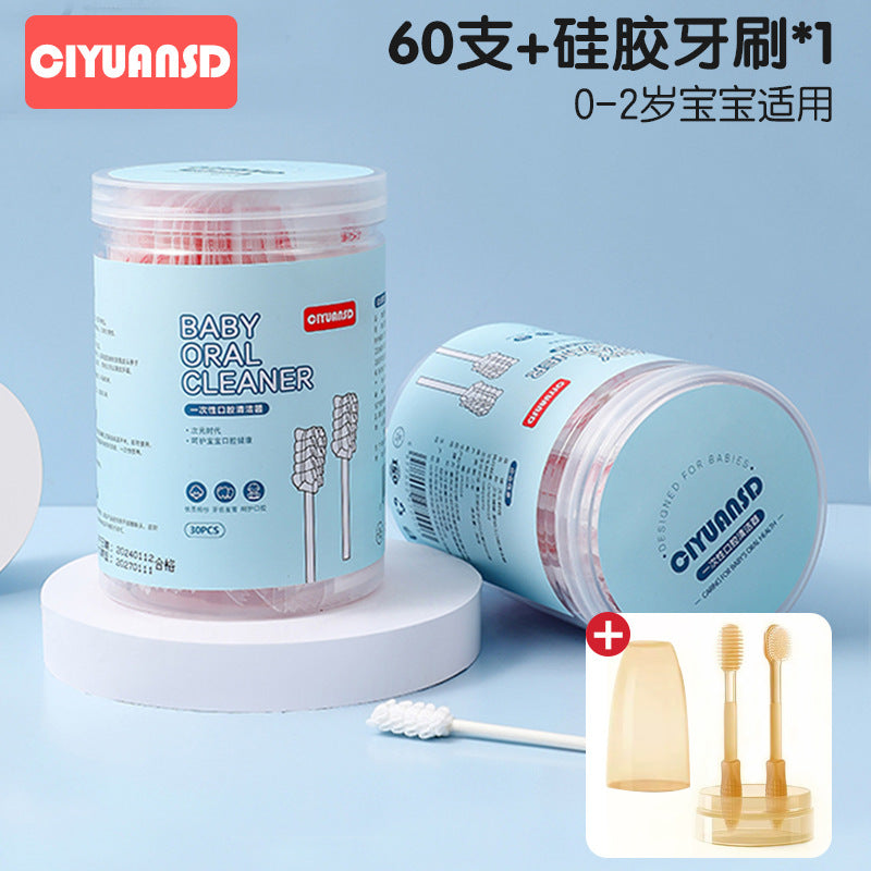 Baby oral cleaner newborn infant soft bristle toothbrush baby tongue scraper gauze cotton swabs kids cotton buds