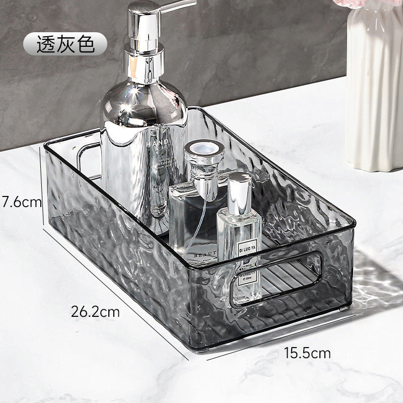 Desktop storage box Household bathroom Bedroom cosmetics Lipstick sundries storage box Transparent corrugated storage basket Wholesale