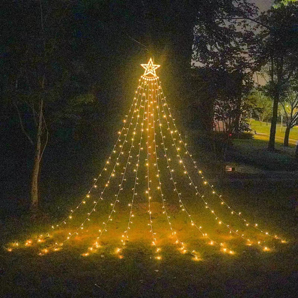 Pentagram waterfall light led light ice bar light flowing water light star light christmas garden decoration light with decorative light