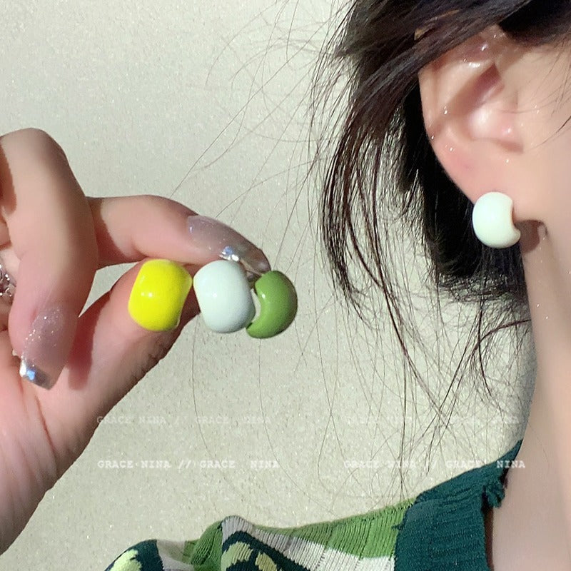 Summer outing ins style colorful jelly bean earrings 2024 new popular personalized simple earrings girls earrings
