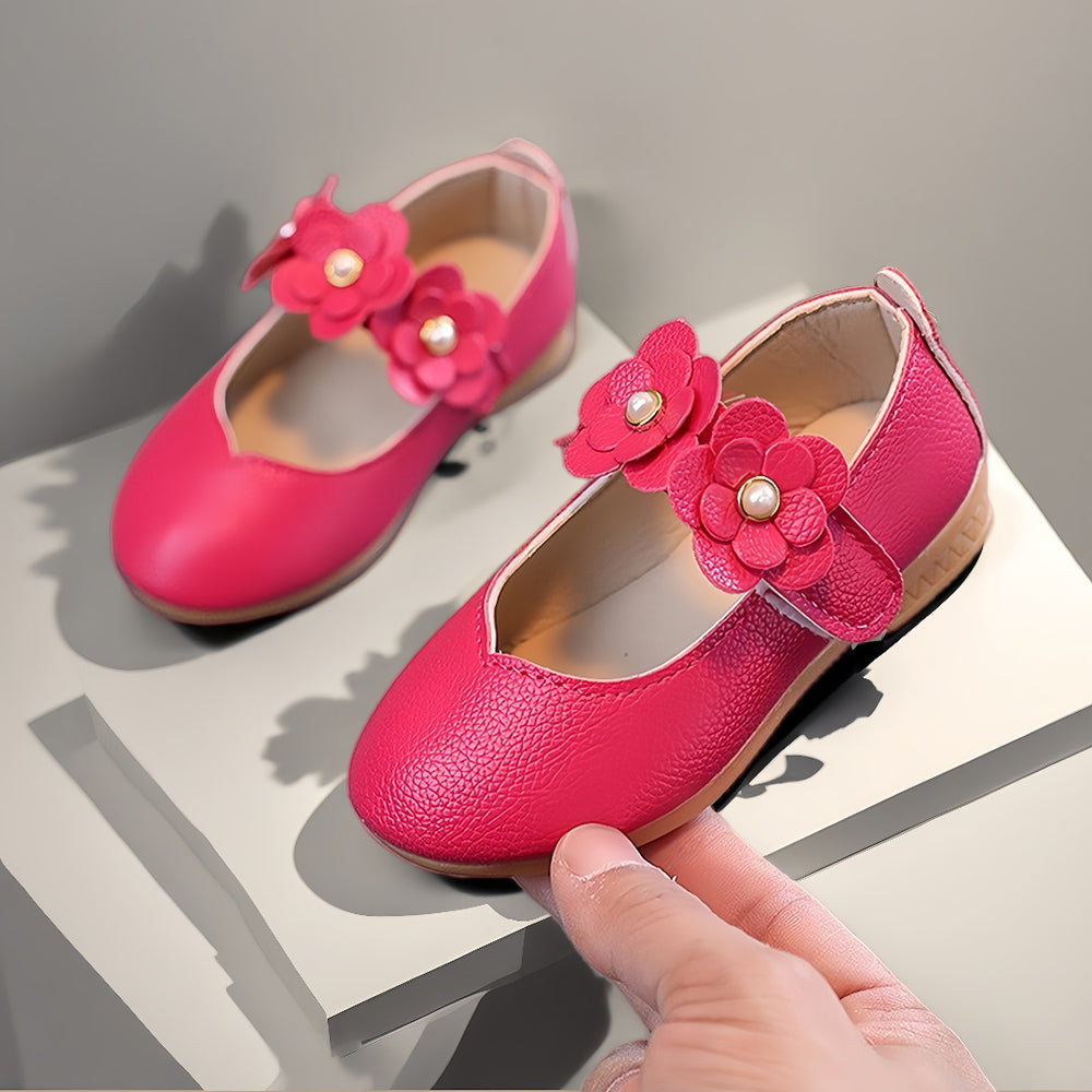 Girls' black leather shoes, toddler and children's performance shoes, white student flats, formal flower girl shoes, school shoes with durable rubber soles