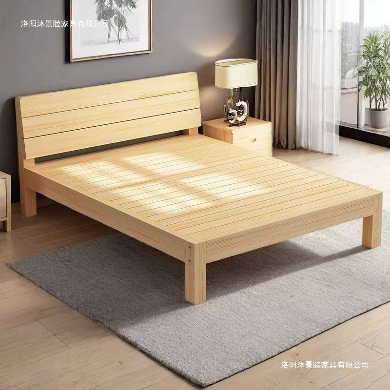Solid wood bed modern casual 2m double 1.8m large bed single bed 1.5m for home wooden bed 1m bed 1.2m