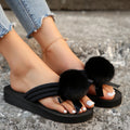 2025 new spring/summer export genuine fox fur pom pom slides women's raccoon fur leather flip-flops cross-border amazon