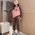 Girls' spring/autumn outfit : new trendy and stylish kids' sweatshirt set - autumn collection for mid-to-large children, popular casual two-piece set